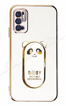 Eiroo Baby Panda Xiaomi Redmi Note 11SE Standlı Beyaz Silikon Kılıf - 1