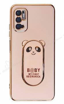 Eiroo Baby Panda Xiaomi Redmi Note 11SE Standlı Pembe Silikon Kılıf - 1