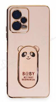 Eiroo Baby Panda Xiaomi Redmi Note 12 5G Standlı Pembe Silikon Kılıf - 1