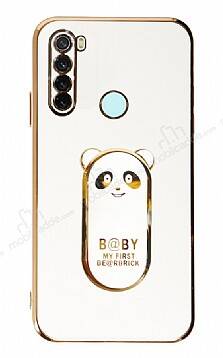 Eiroo Baby Panda Xiaomi Redmi Note 8 Standlı Beyaz Silikon Kılıf - 1