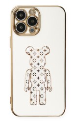 Eiroo Bearbrick iPhone 15 Pro Max Standlı Kamera Korumalı Silikon Kılıf - 1