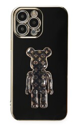 Eiroo Bearbrick iPhone 15 Pro Max Standlı Kamera Korumalı Silikon Kılıf - 10