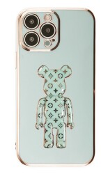 Eiroo Bearbrick iPhone 15 Pro Max Standlı Kamera Korumalı Silikon Kılıf - 13