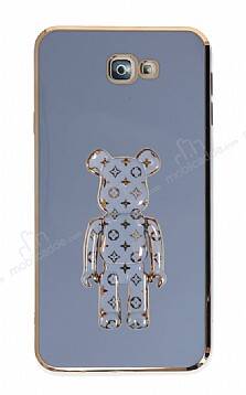 Eiroo Bearbrick Samsung Galaxy J7 Prime Standlı Mavi Silikon Kılıf - 1