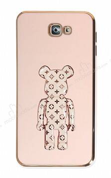 Eiroo Bearbrick Samsung Galaxy J7 Prime Standlı Pembe Silikon Kılıf - 1