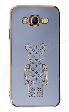 Eiroo Bearbrick Samsung Galaxy J7/J7 Core Standlı Mavi Silikon Kılıf - 1