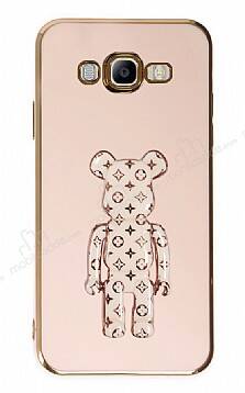 Eiroo Bearbrick Samsung Galaxy J7/J7 Core Standlı Pembe Silikon Kılıf - 1