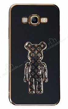 Eiroo Bearbrick Samsung Galaxy J7/J7 Core Standlı Siyah Silikon Kılıf - 1