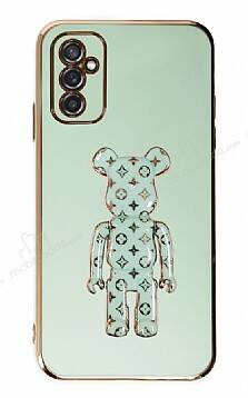 Eiroo Bearbrick Samsung Galaxy M52 5G Standlı Yeşil Silikon Kılıf - 1