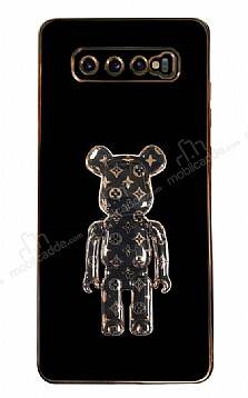 Eiroo Bearbrick Samsung Galaxy S10 Plus Standlı Siyah Silikon Kılıf - 1