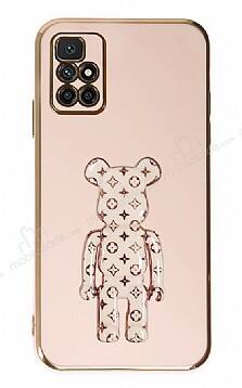 Eiroo Bearbrick Xiaomi Redmi 10 Standlı Pembe Silikon Kılıf - 1