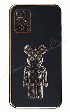 Eiroo Bearbrick Xiaomi Redmi 10 Standlı Siyah Silikon Kılıf - 1