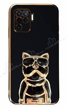 Eiroo Bulldog Oppo Reno 5 Lite Standlı Siyah Silikon Kılıf - 1