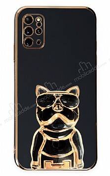 Eiroo Bulldog Samsung Galaxy S20 Plus Standlı Siyah Silikon Kılıf - 1