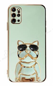 Eiroo Bulldog Samsung Galaxy S20 Plus Standlı Yeşil Silikon Kılıf - 1