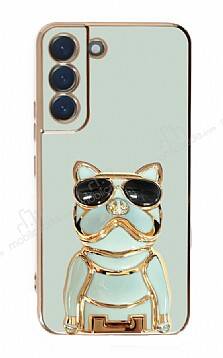 Eiroo Bulldog Samsung Galaxy S22 5G Standlı Yeşil Silikon Kılıf - 1