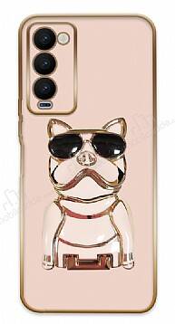 Eiroo Bulldog Tecno Camon 18 Premier Standlı Pembe Silikon Kılıf - 1