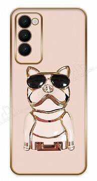 Eiroo Bulldog Tecno Camon 18 Standlı Pembe Silikon Kılıf - 1