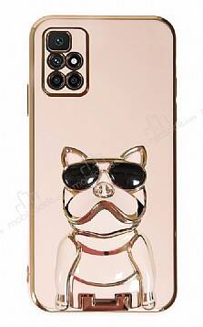 Eiroo Bulldog Xiaomi Redmi 10 Standlı Pembe Silikon Kılıf - 1