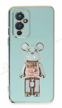 Eiroo Candy Bear OnePlus 9 Standlı Yeşil Silikon Kılıf - 1