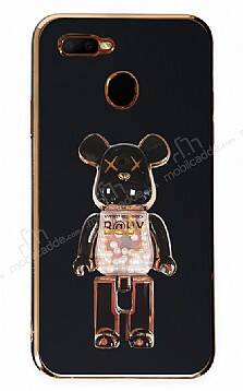 Eiroo Candy Bear Oppo A12 Standlı Siyah Silikon Kılıf - 1