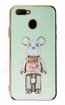 Eiroo Candy Bear Oppo A12 Standlı Yeşil Silikon Kılıf - 1