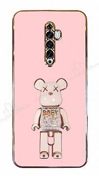 Eiroo Candy Bear Oppo Reno2 Z Standlı Pembe Silikon Kılıf - 1