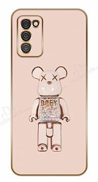 Eiroo Candy Bear Samsung Galaxy A02s Standlı Pembe Silikon Kılıf - 1