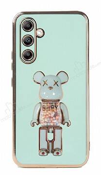 Eiroo Candy Bear Samsung Galaxy A14 4G Standlı Yeşil Silikon Kılıf - 1