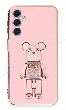 Eiroo Candy Bear Samsung Galaxy A24 4G Standlı Pembe Silikon Kılıf - 1