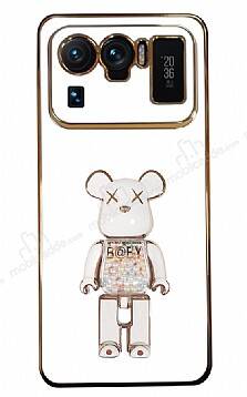 Eiroo Candy Bear Xiaomi Mi 11 Ultra Standlı Beyaz Silikon Kılıf - 1