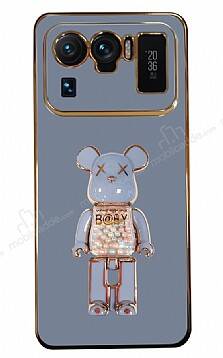 Eiroo Candy Bear Xiaomi Mi 11 Ultra Standlı Mavi Silikon Kılıf - 1