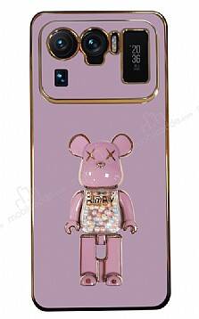 Eiroo Candy Bear Xiaomi Mi 11 Ultra Standlı Mor Silikon Kılıf - 1