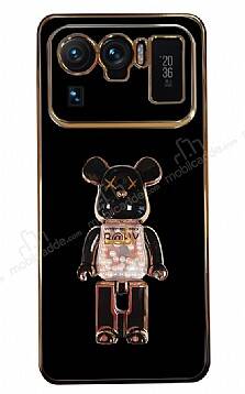 Eiroo Candy Bear Xiaomi Mi 11 Ultra Standlı Siyah Silikon Kılıf - 1