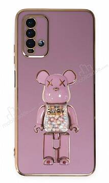 Eiroo Candy Bear Xiaomi Poco M3 Standlı Mor Silikon Kılıf - 1