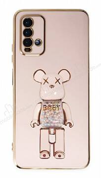 Eiroo Candy Bear Xiaomi Poco M3 Standlı Pembe Silikon Kılıf - 1