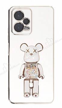 Eiroo Candy Bear Xiaomi Poco X5 5G Standlı Beyaz Silikon Kılıf - 1