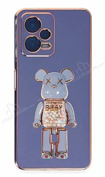 Eiroo Candy Bear Xiaomi Poco X5 5G Standlı Mavi Silikon Kılıf - 1