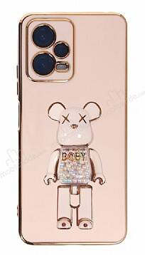 Eiroo Candy Bear Xiaomi Poco X5 5G Standlı Pembe Silikon Kılıf - 1