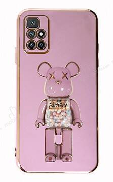 Eiroo Candy Bear Xiaomi Redmi 10 Standlı Mor Silikon Kılıf - 1