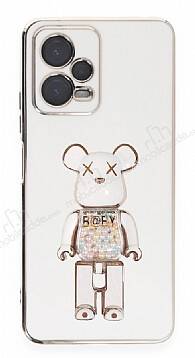 Eiroo Candy Bear Xiaomi Redmi Note 12 5G Standlı Beyaz Silikon Kılıf - 1