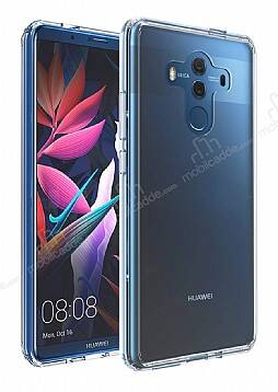 Eiroo Clear Hybrid Huawei Mate 10 Pro Silikon Kenarlı Şeffaf Rubber Kılıf - 1