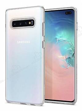 Eiroo Clear Hybrid Samsung Galaxy S10 Plus Silikon Kenarlı Şeffaf Rubber Kılıf - 1