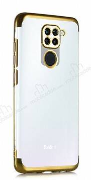 Eiroo Electro Xiaomi Redmi Note 9 Gold Kenarlı Şeffaf Silikon Kılıf - 1