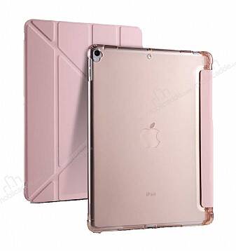 Eiroo Fold Apple iPad 10.2 (2021) Kalemlikli Standlı Rose Gold Kılıf - 1