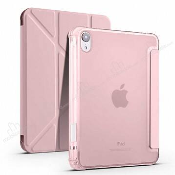 Eiroo Fold iPad mini 6 2021 Kalemlikli Standlı Rose Gold Kılıf - 1