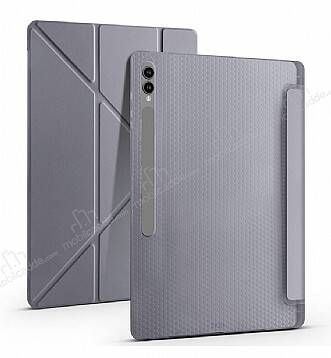 Eiroo Fold Samsung Galaxy Tab S9 / Tab S9 FE Kalemlikli Standlı Gri Kılıf - 1