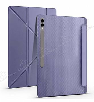 Eiroo Fold Samsung Galaxy Tab S9 / Tab S9 FE Kalemlikli Standlı Mor Kılıf - 1