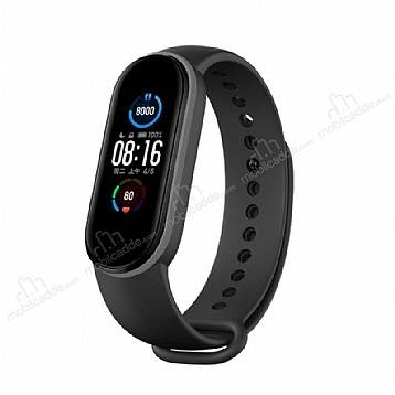 Eiroo Frame Xiaomi Mi Band 5 Siyah-Gri Silikon Kordon - 1