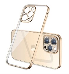 Eiroo Gbox iPhone 13 Pro Kamera Korumalı Gold Mat Silikon Kılıf - 1